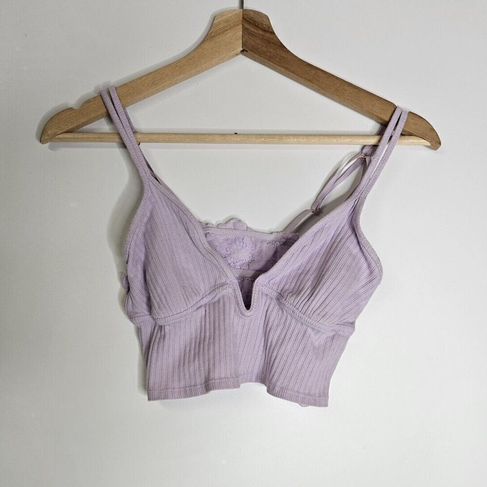 Aerie Purple Lace Bralette Bra Women Size S Straps Scalloped Edges